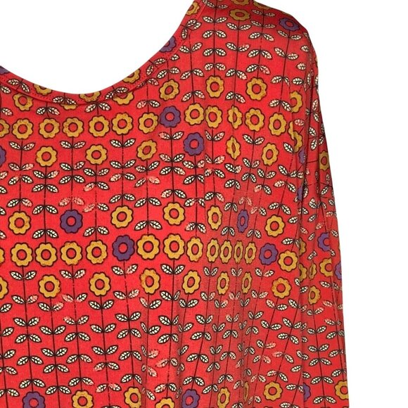LuLaRoe RETIRED Irma Women's S Red Floral Tunic Mid-length Sleeves NWT - Picture 5 of 9